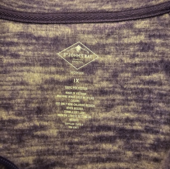 EUC St. John's Bay Purple Fleece Top - 1X - Picture 2 of 6